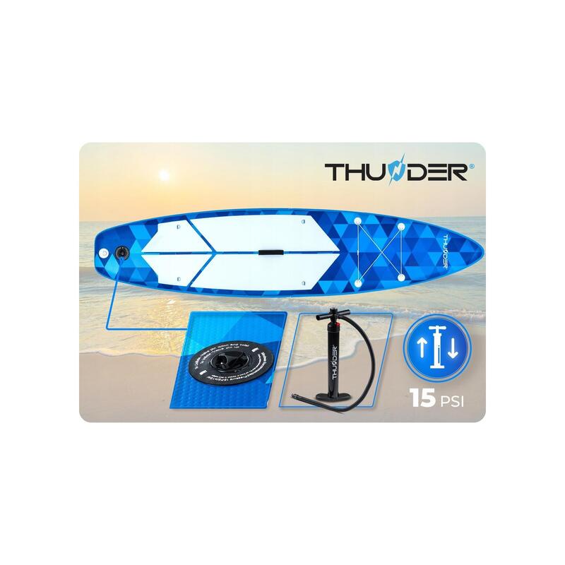 Placă SUP gonflabilă 320 cm cu scaun pentru înot THUNDER set rucsac