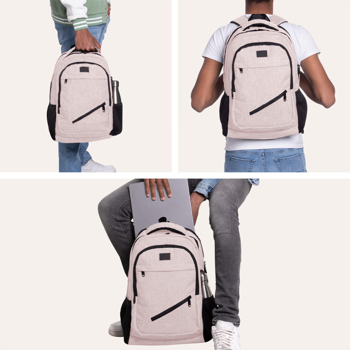 Rugzak met laptopvak - spatwaterdicht - Roze 5/5