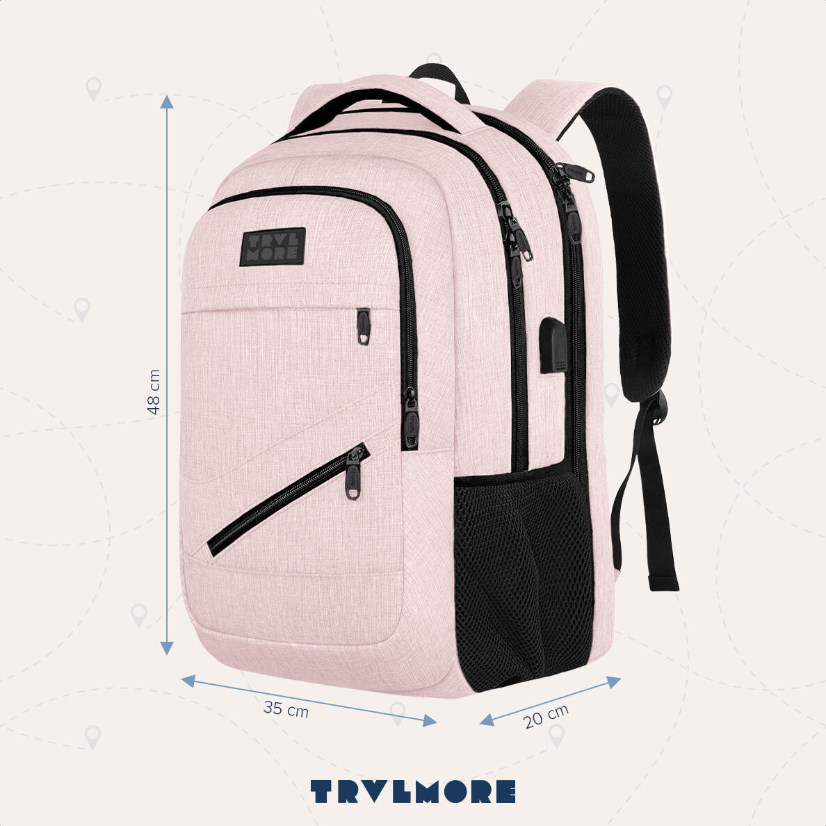 Rugzak met laptopvak - spatwaterdicht - Roze 4/5