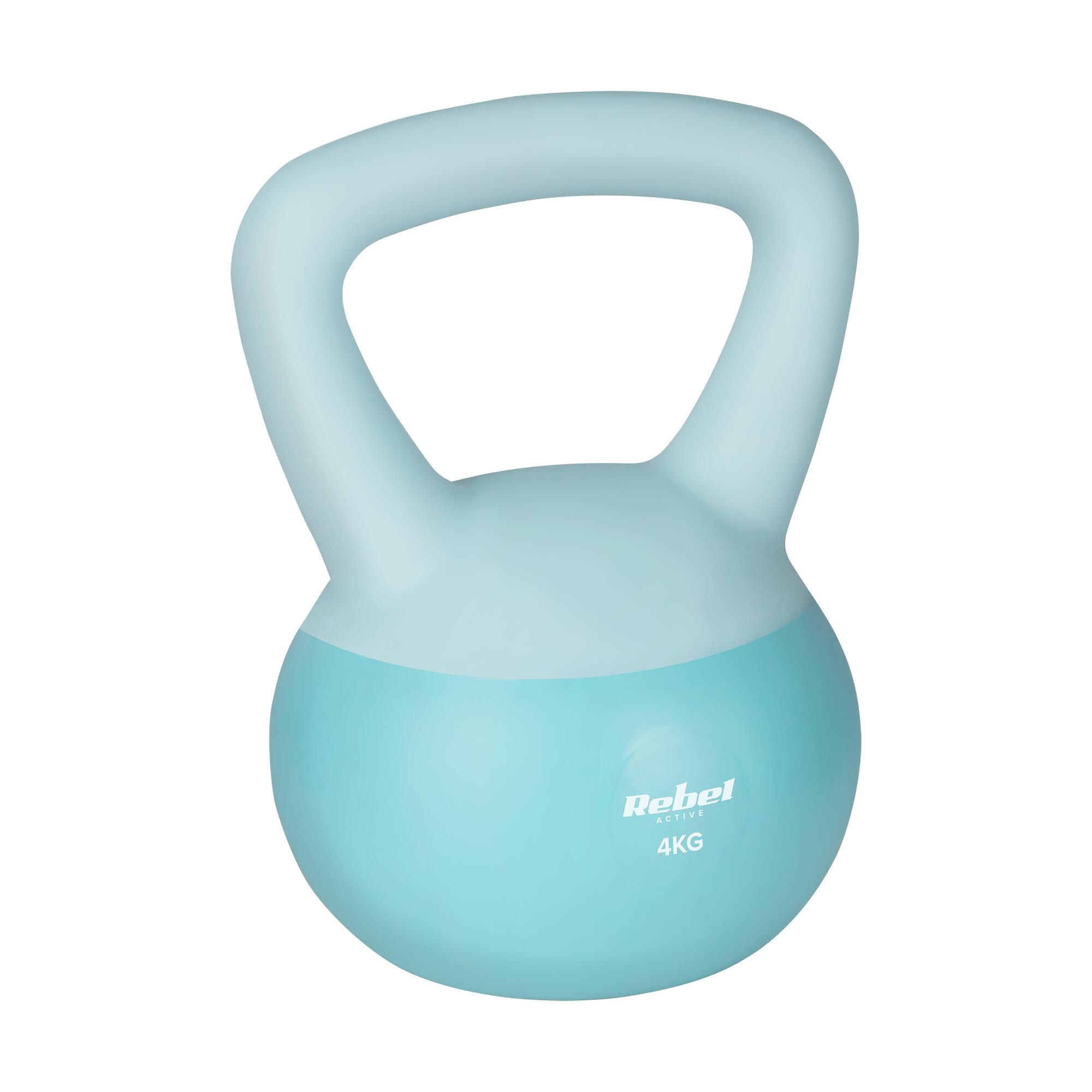 Soft Kettlebell 4 kg Rebel miękkie PCV bezpieczne ciche hantel do fitness 2/6