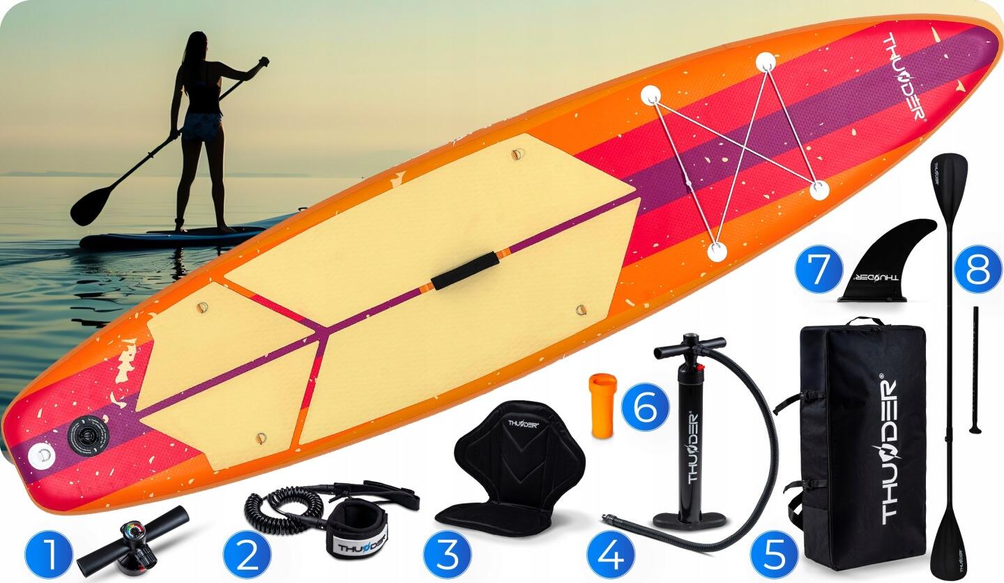 Deska SUP 320 cm pompowana stabilna THUNDER z siedziskiem i akcesoriami 3/8
