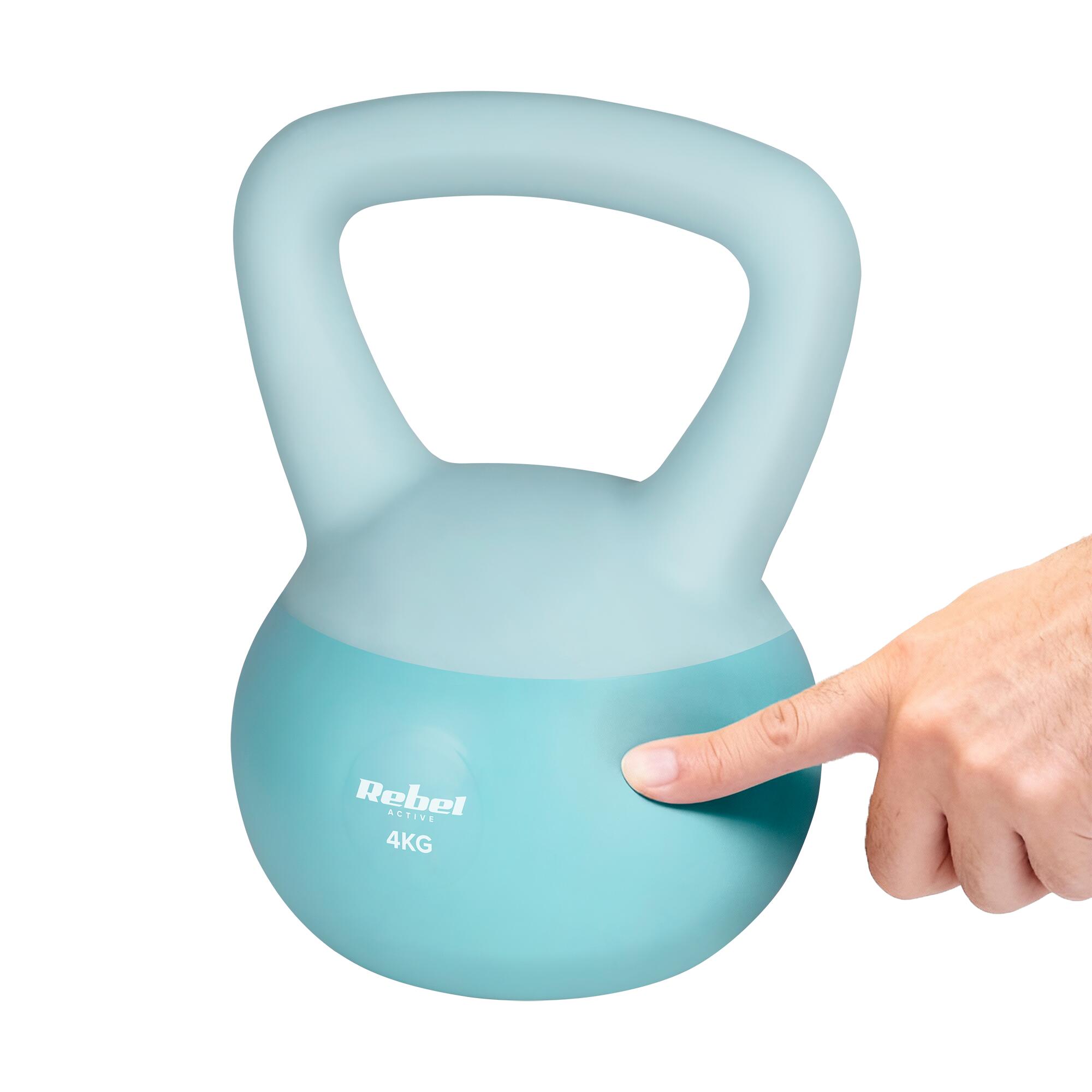Soft Kettlebell 4 kg Rebel miękkie PCV bezpieczne ciche hantel do fitness 5/6