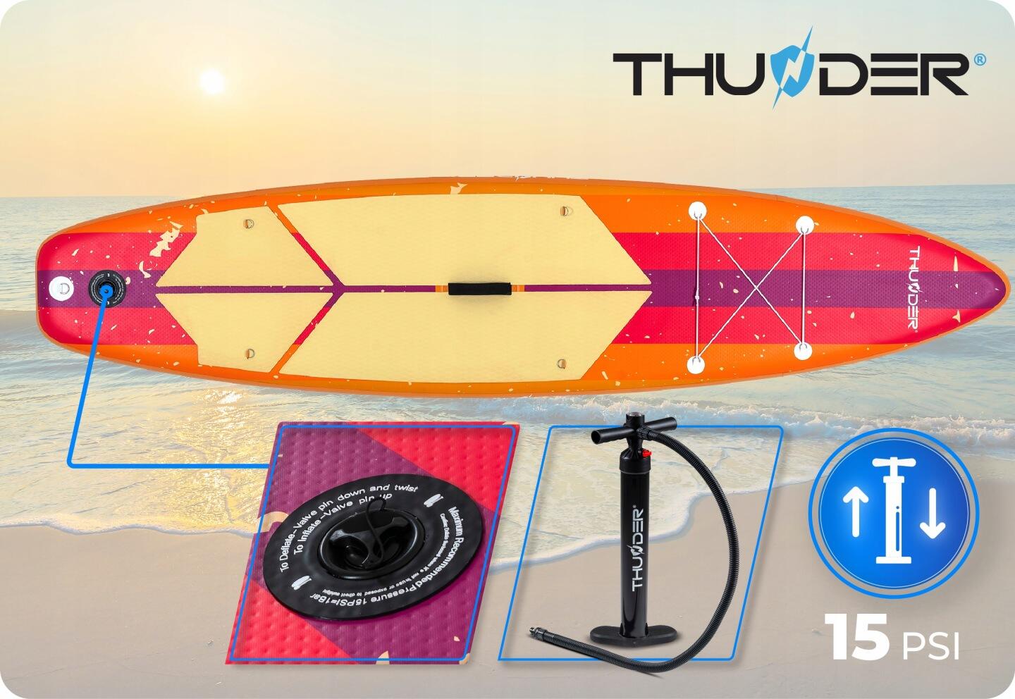 Deska SUP 320 cm pompowana stabilna THUNDER z siedziskiem i akcesoriami 4/8
