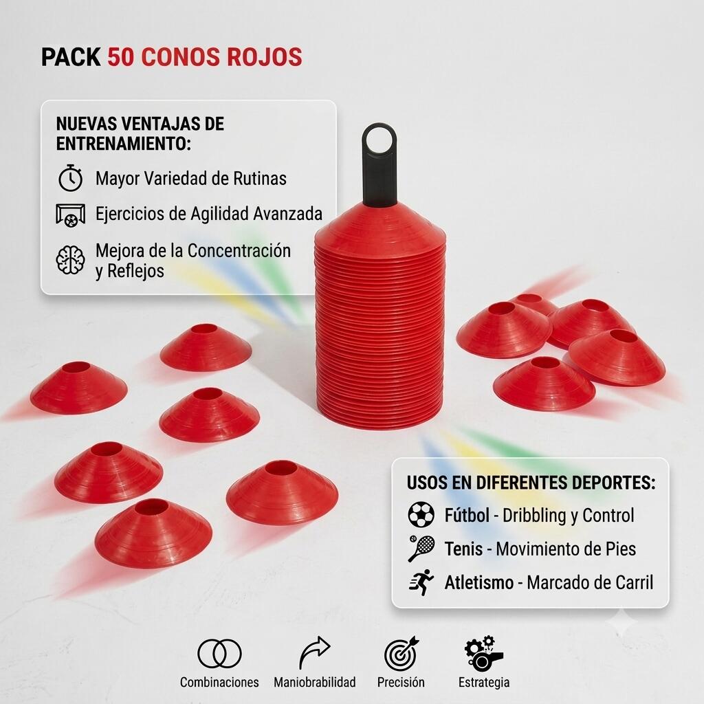 Pack 50 Mini Conos PVC Rojo 3/3