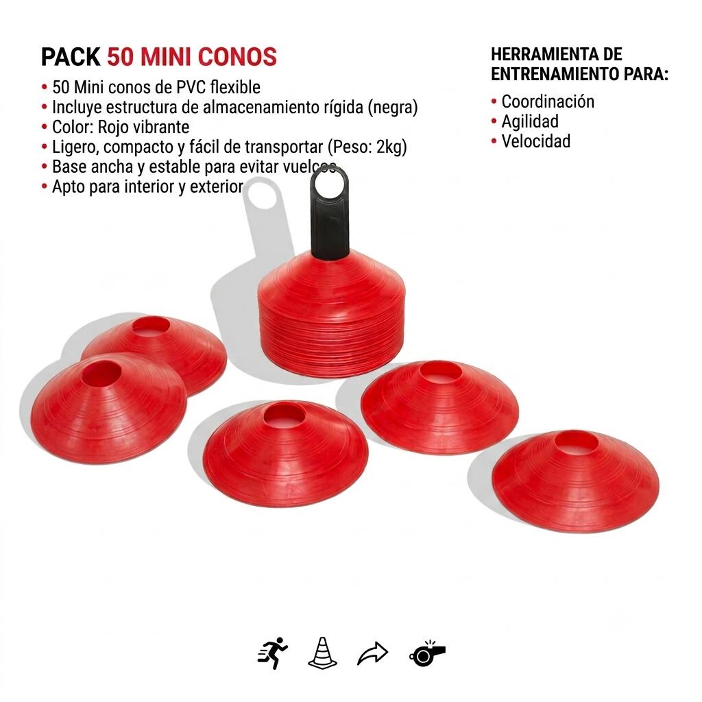 Pack 50 Mini Conos PVC Rojo 2/3
