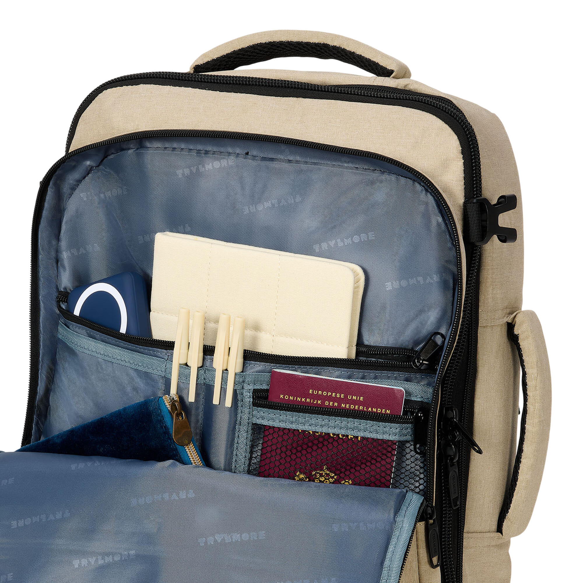 Reistas en handbagage rugzak - spatwaterdicht - Beige 5/6