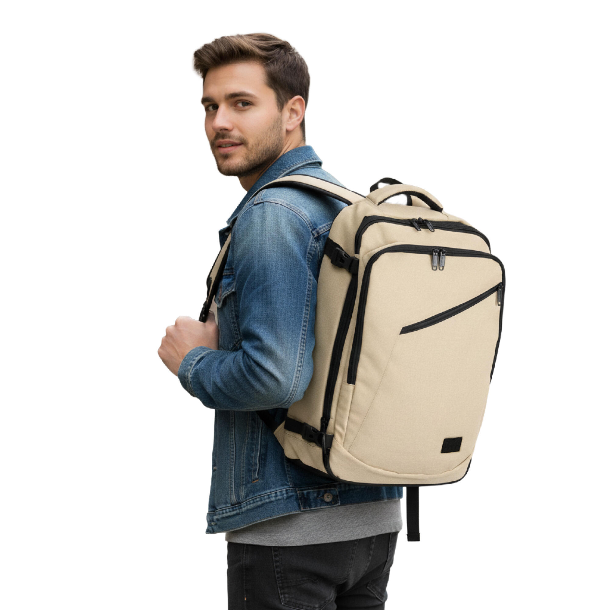 Reistas en handbagage rugzak - spatwaterdicht - Beige 6/6