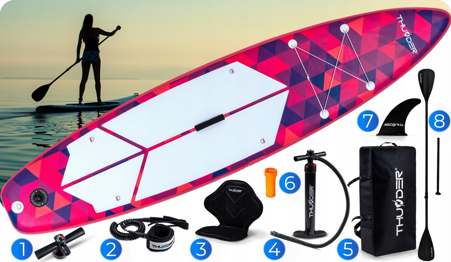 Deska SUP 320 cm dmuchana THUNDER stand up paddle board z siedziskiem zestaw 3/8