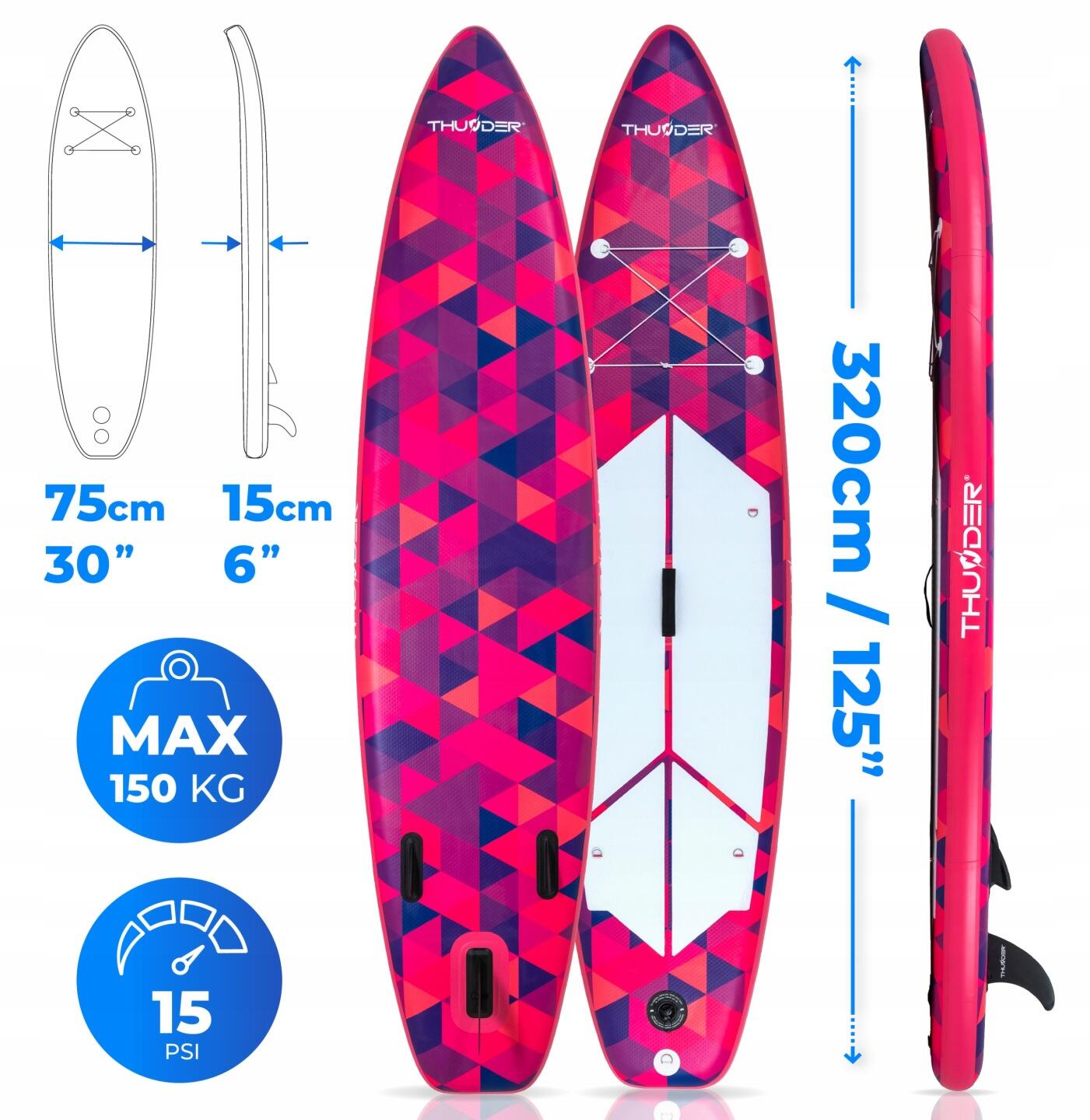 Deska SUP 320 cm dmuchana THUNDER stand up paddle board z siedziskiem zestaw 2/8
