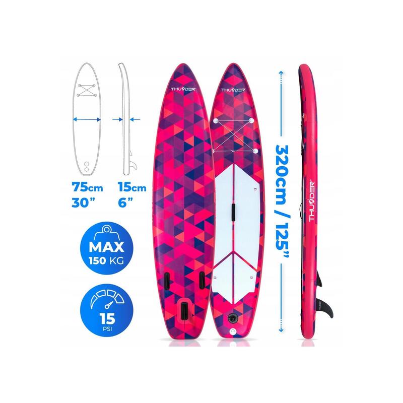 Placă SUP gonflabilă THUNDER stand up paddle board 320 cm cu scaun, set