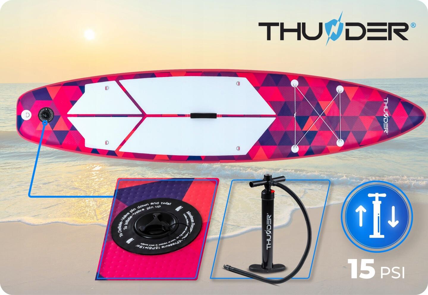Deska SUP 320 cm dmuchana THUNDER stand up paddle board z siedziskiem zestaw 4/8