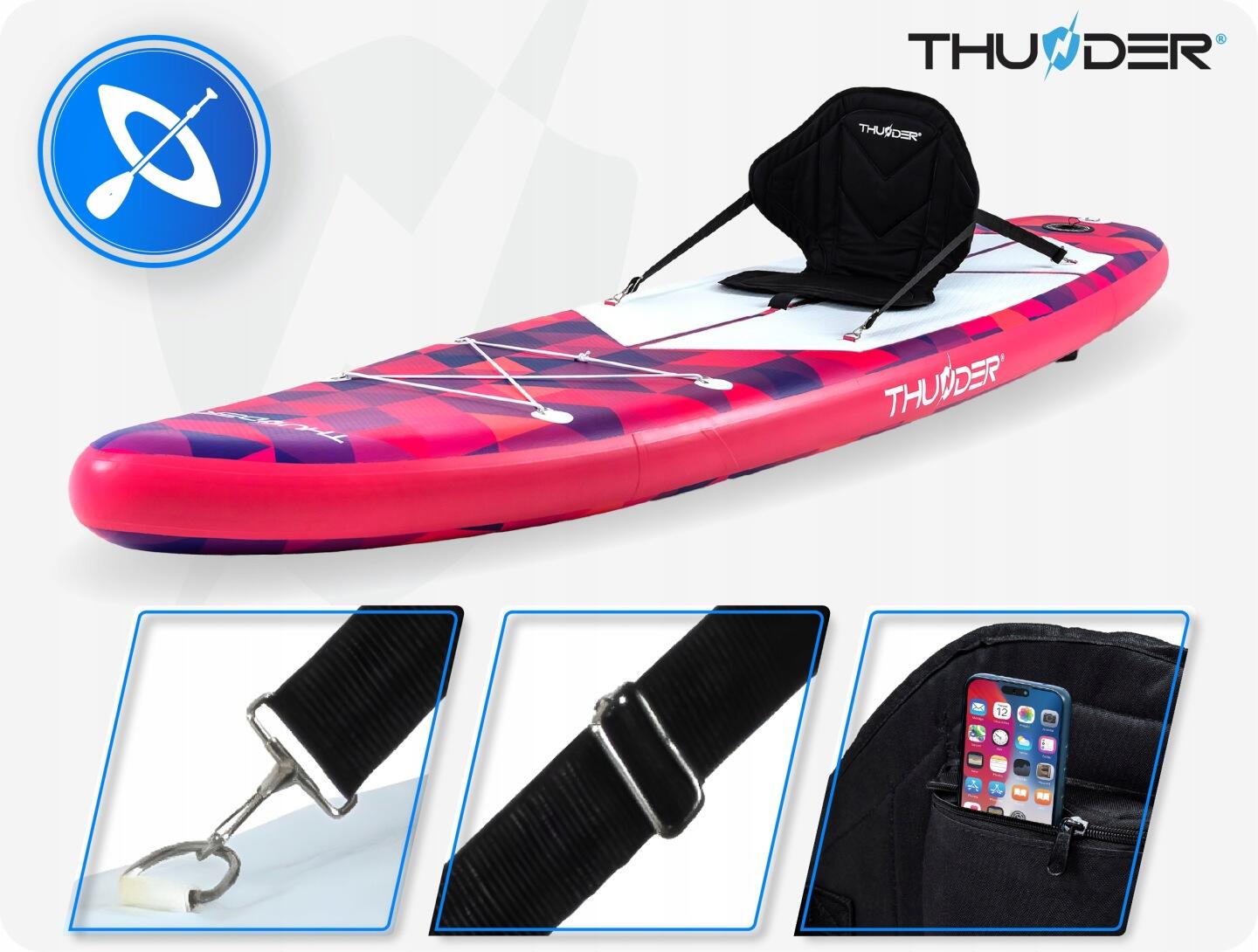 Deska SUP 320 cm dmuchana THUNDER stand up paddle board z siedziskiem zestaw 6/8