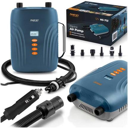 Pompka elektryczna do materaca pontonu SUPa + 6 przejściówek