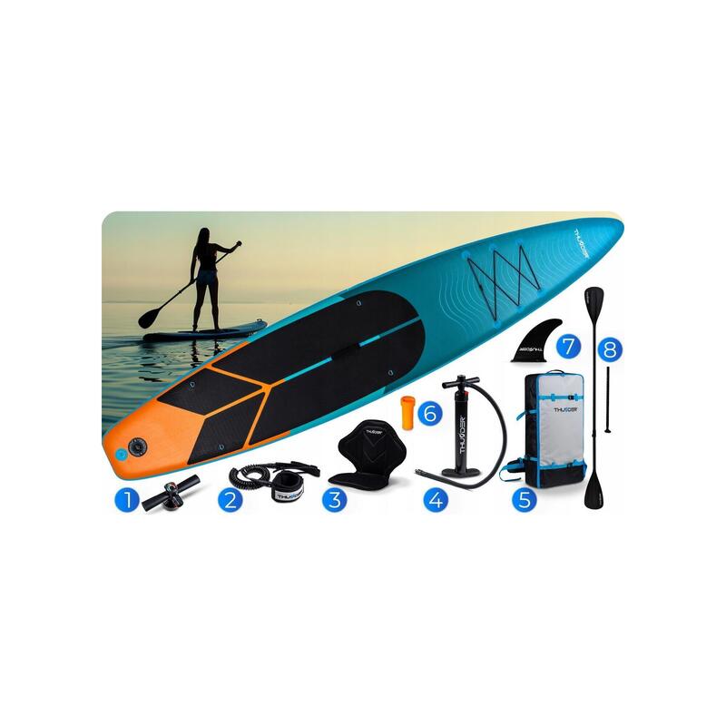 Placă SUP stand up paddle board 365 cm THUNDER gonflabilă rezistentă cu scaun