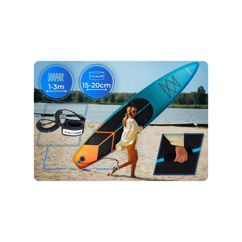 Placă SUP stand up paddle board 365 cm THUNDER gonflabilă rezistentă cu scaun