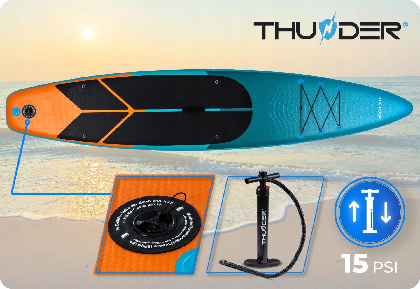 Deska SUP stand up paddle board 365 cm THUNDER dmuchana wytrzymała siedzisko 7/8