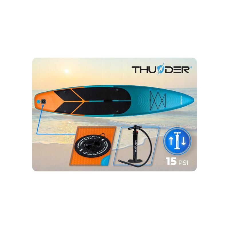 Placă SUP stand up paddle board 365 cm THUNDER gonflabilă rezistentă cu scaun