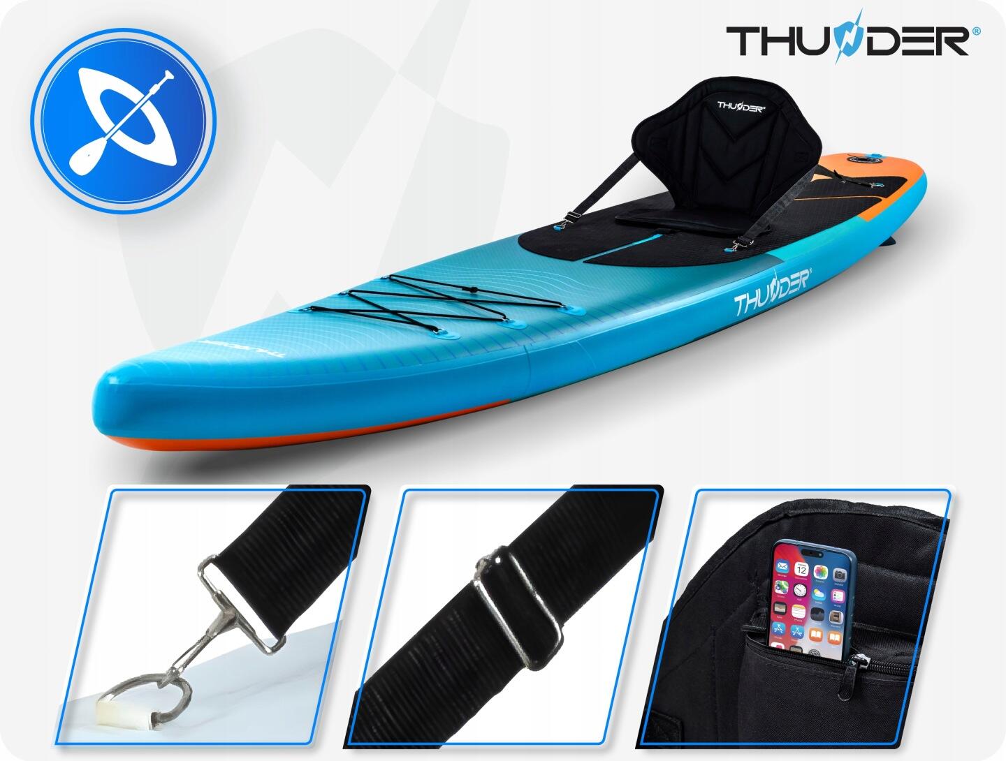 Deska SUP stand up paddle board 365 cm THUNDER dmuchana wytrzymała siedzisko 4/8