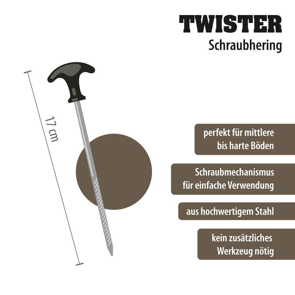 Schraubheringe Twister - Zeltheringe, Kunststoffgriff, 17cm, 8er Pack 2/7