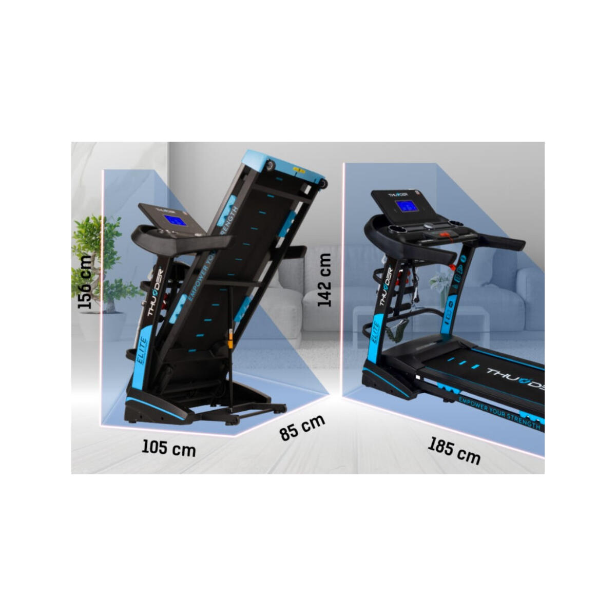 Bieżnia elektryczna domowa do biegania składana Thunder ELITE-DS-BLACK