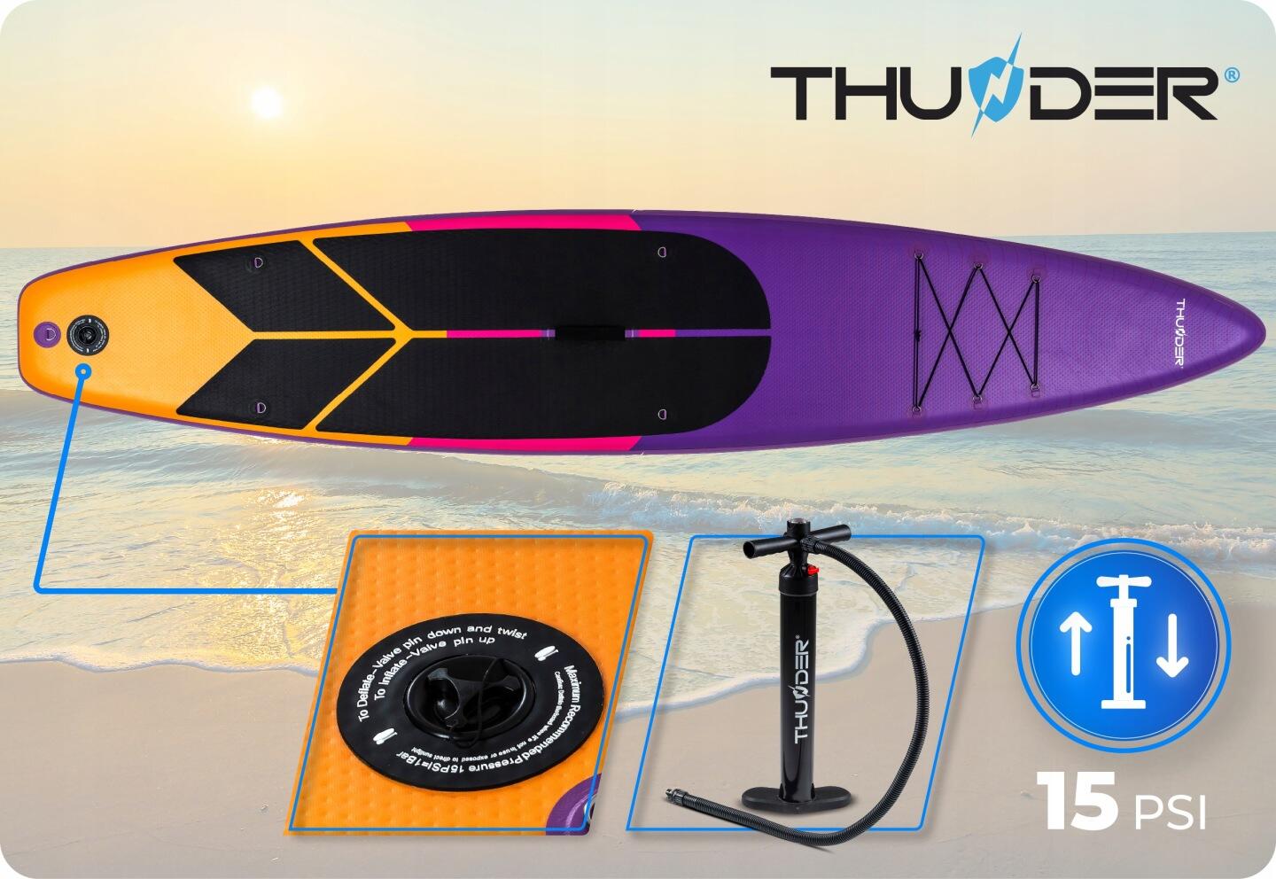 Deska SUP do pływania THUNDER 365 cm stand up paddle board dmuchana siedzisko 5/8
