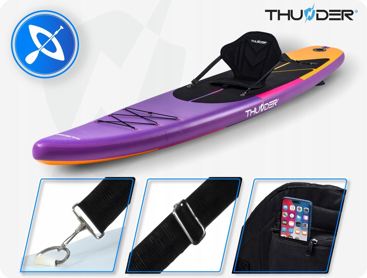 Deska SUP do pływania THUNDER 365 cm stand up paddle board dmuchana siedzisko 6/8
