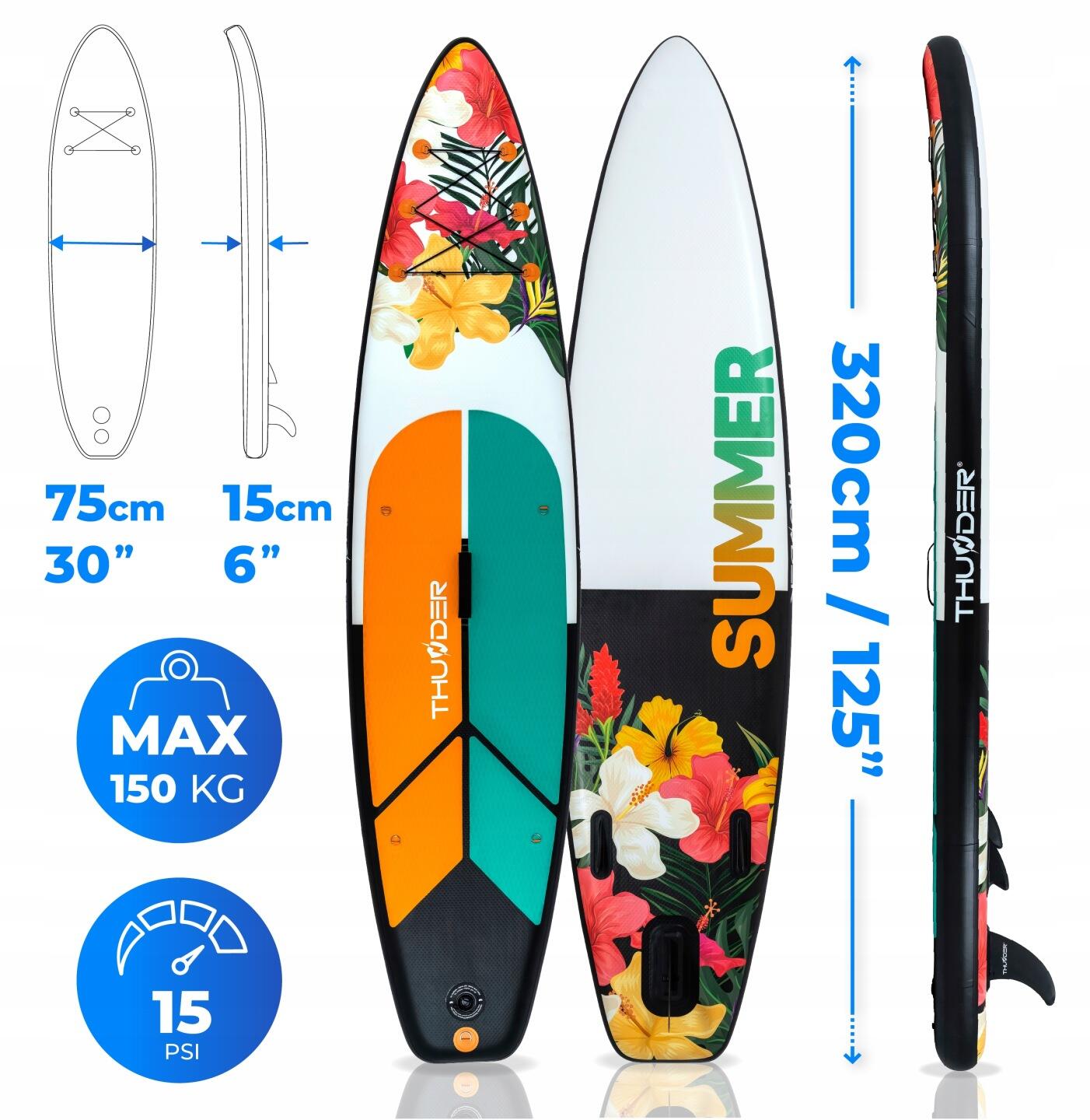 Deska SUP pompowana 320 cm THUNDER wyporna plecak zestaw akcesoria kajak 2/8