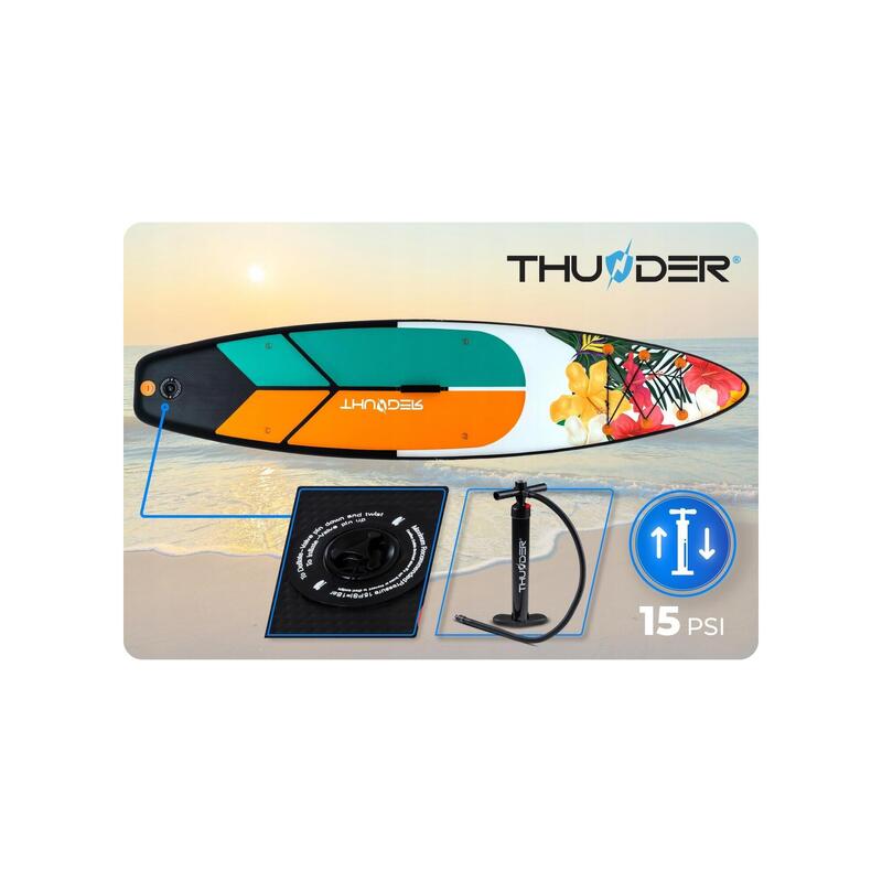 Set cu placa gonflabila Sup, Thunder, NOX, 320 x 75 x 15 cm, Floare