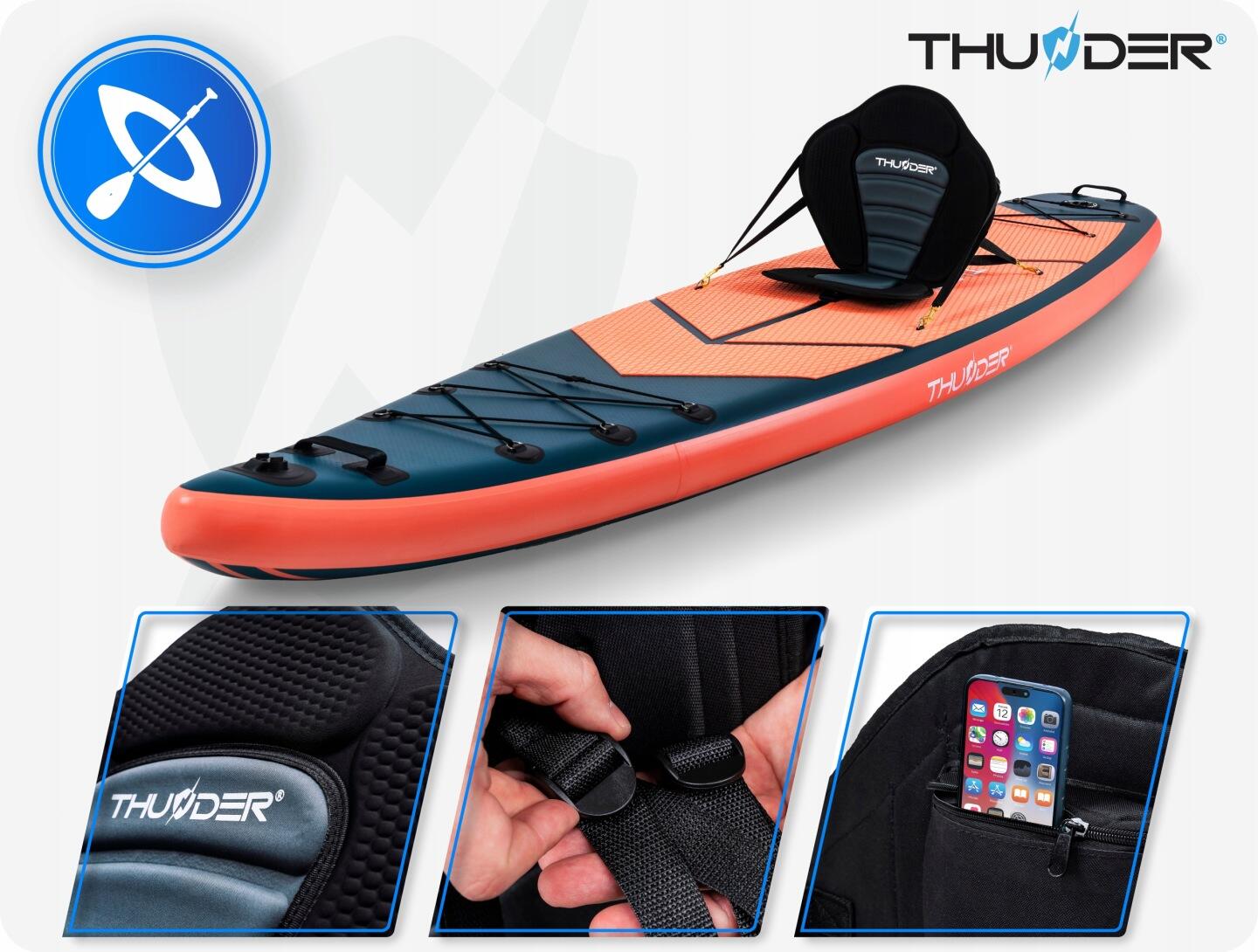 Deska SUP 365 cm pompowana stand up paddle THUNDER profesjonalna zestaw kajakowy 5/8