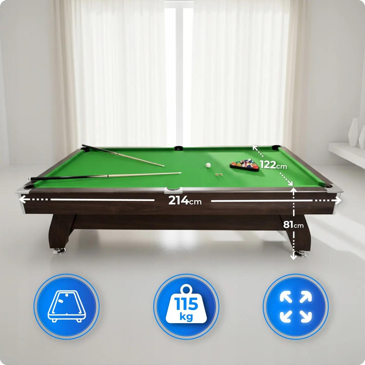 Stevige 7ft Thunder pooltafel met airhockey tafeltennis en accessoires 2/7