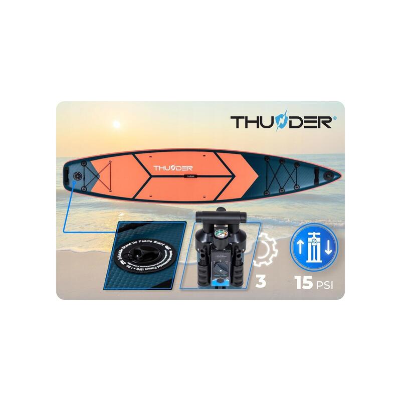 Placă SUP 365 cm gonflabilă stand up paddle THUNDER, set profesional caiac