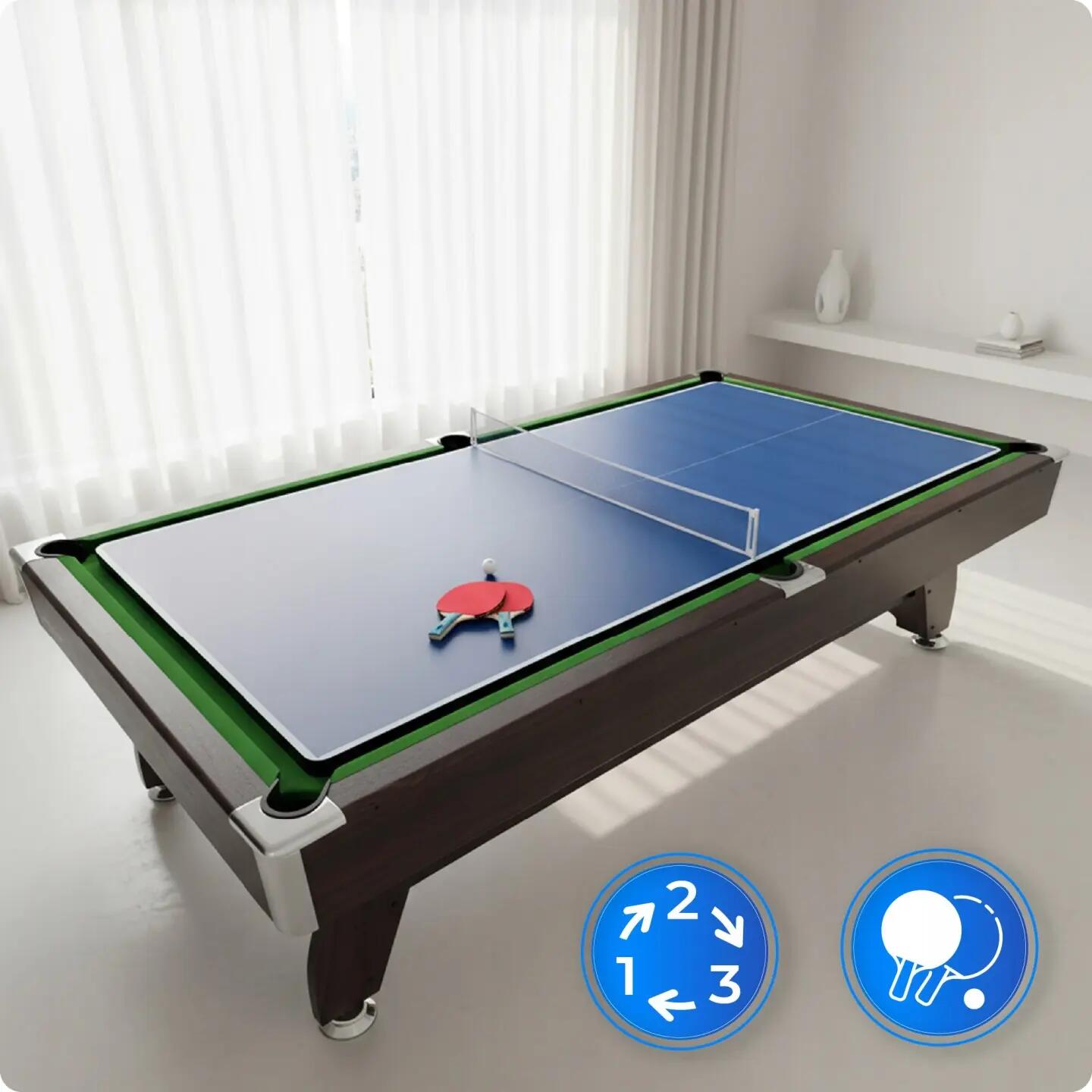 Stevige 7ft Thunder pooltafel met airhockey tafeltennis en accessoires 4/7