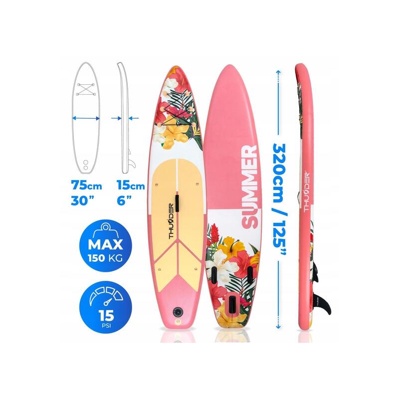 Placă SUP THUNDER 320CM plutitoare, rezistentă, gonflabilă, set