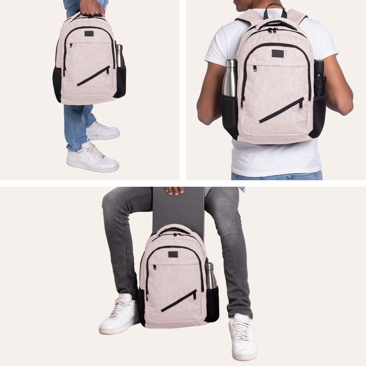 Rugzak met laptopvak - spatwaterdicht - Roze 5/5
