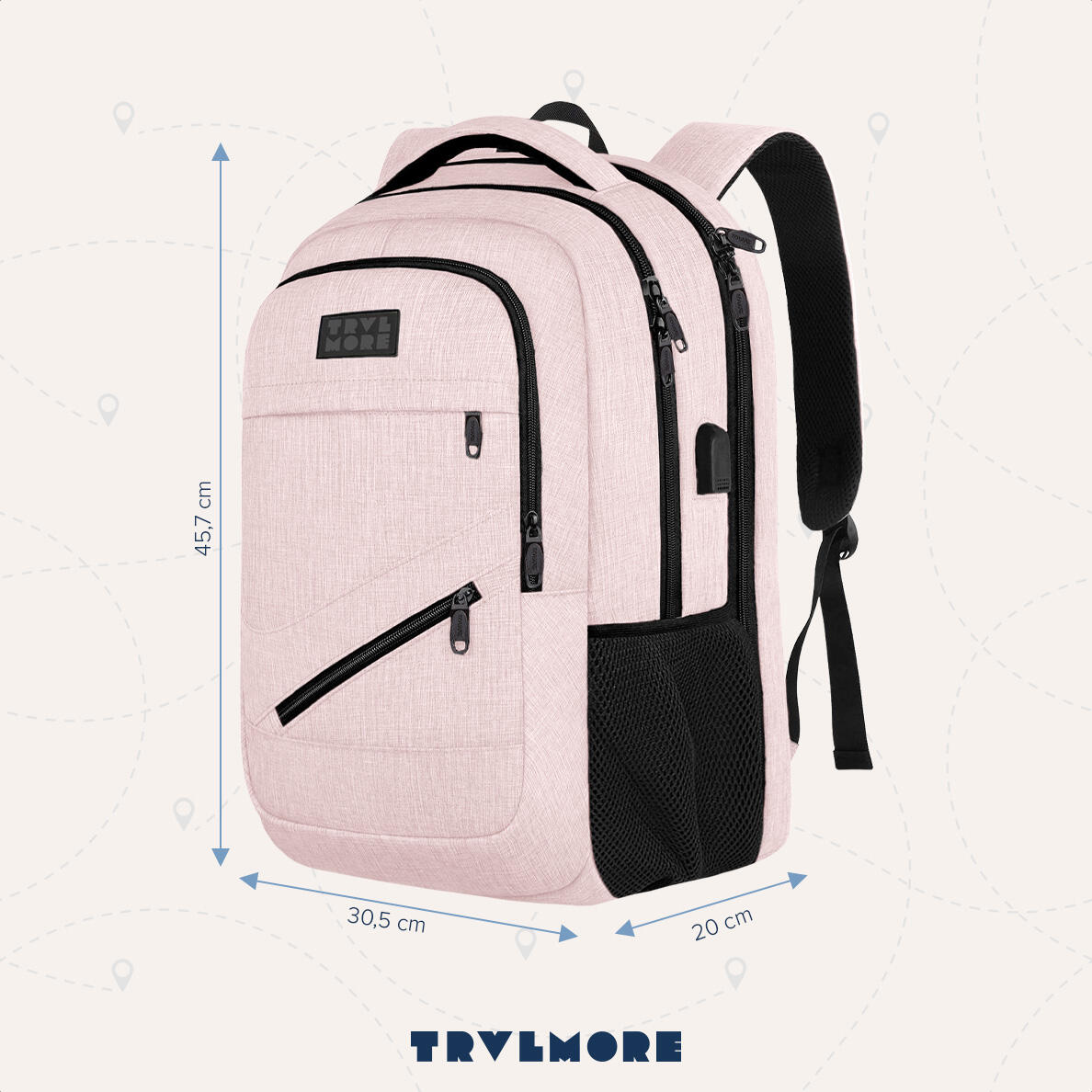 Rugzak met laptopvak - spatwaterdicht - Roze 4/5