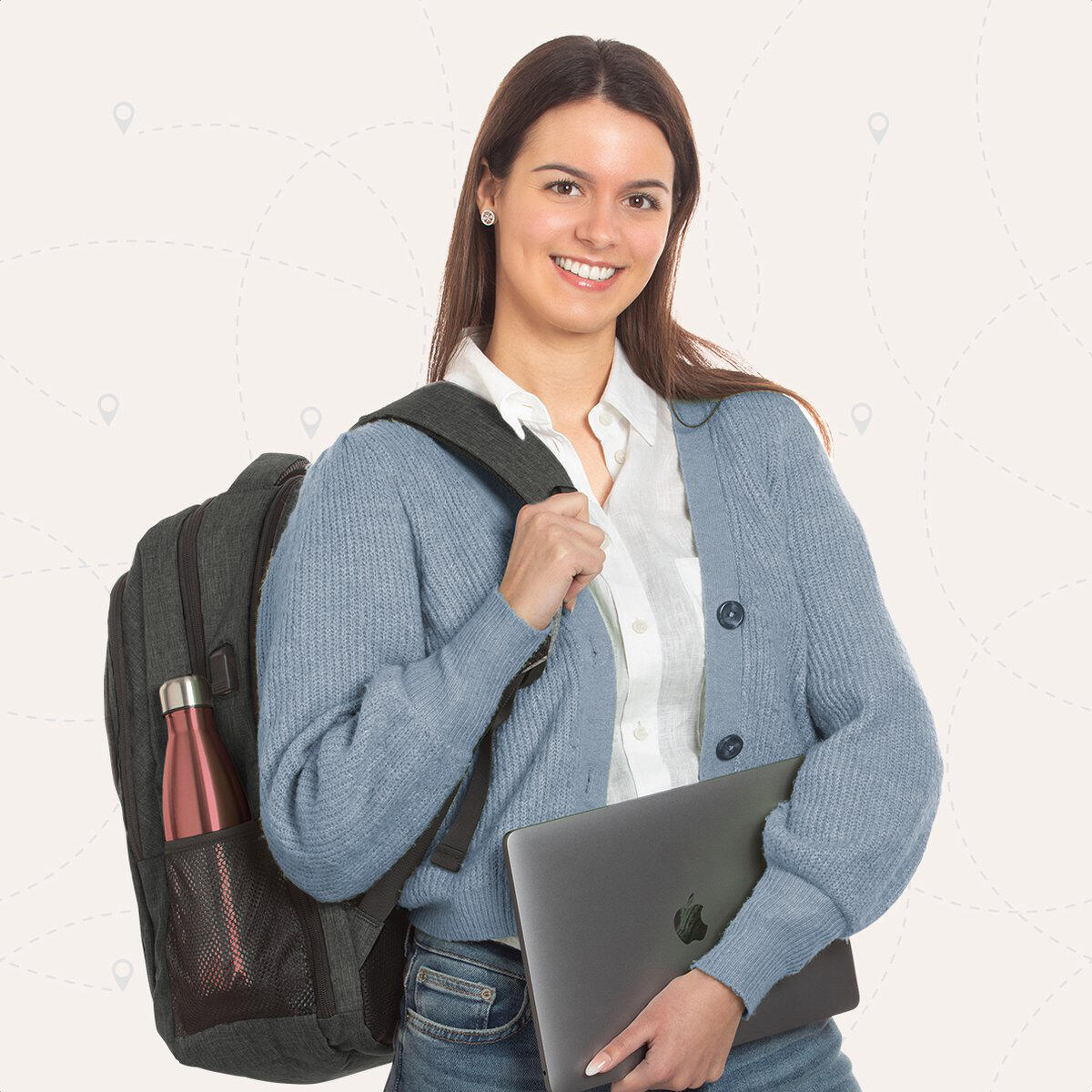 Rugzak met laptopvak - spatwaterdicht - Grijsgroen 5/5