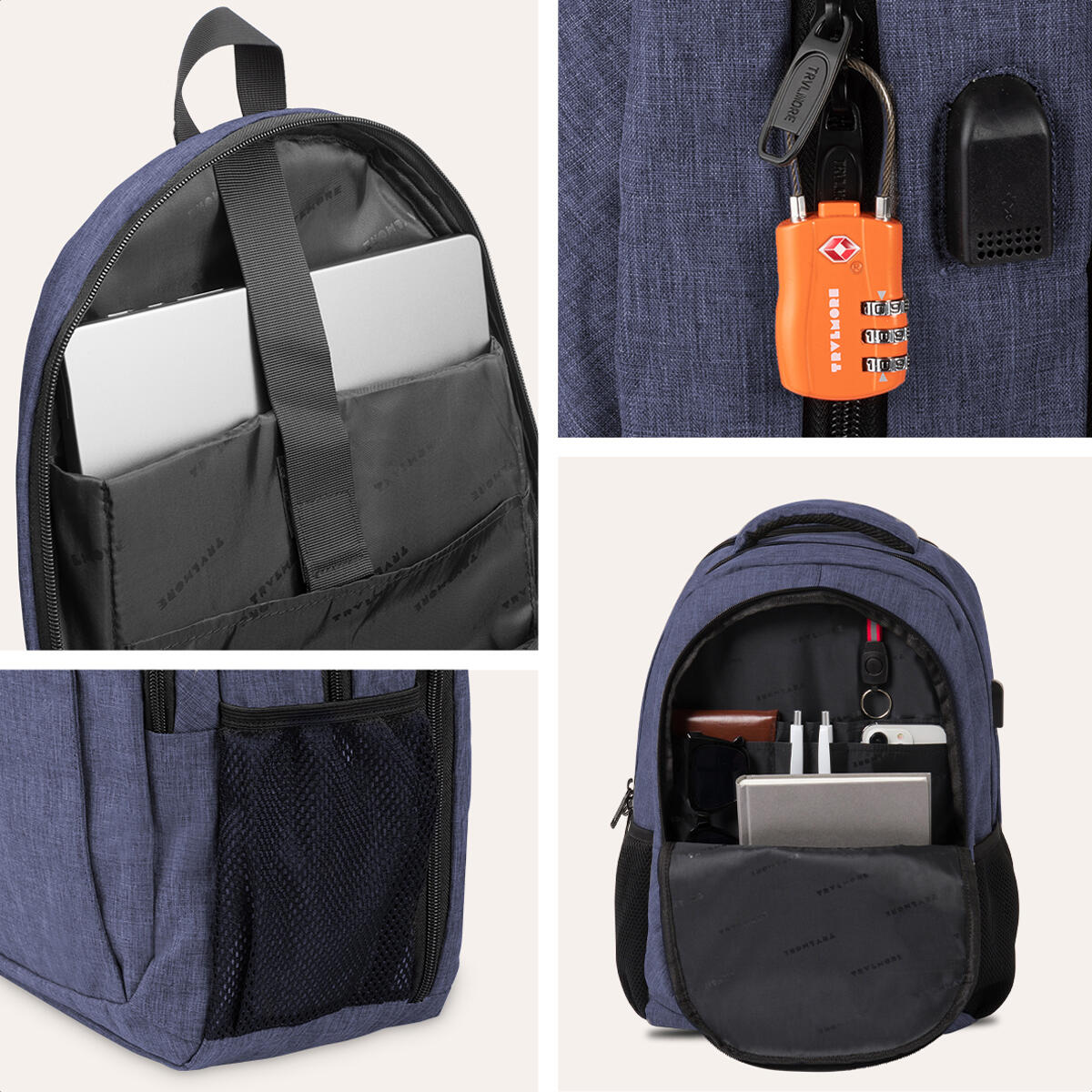 Rugzak met laptopvak - spatwaterdicht - Blauw 3/6