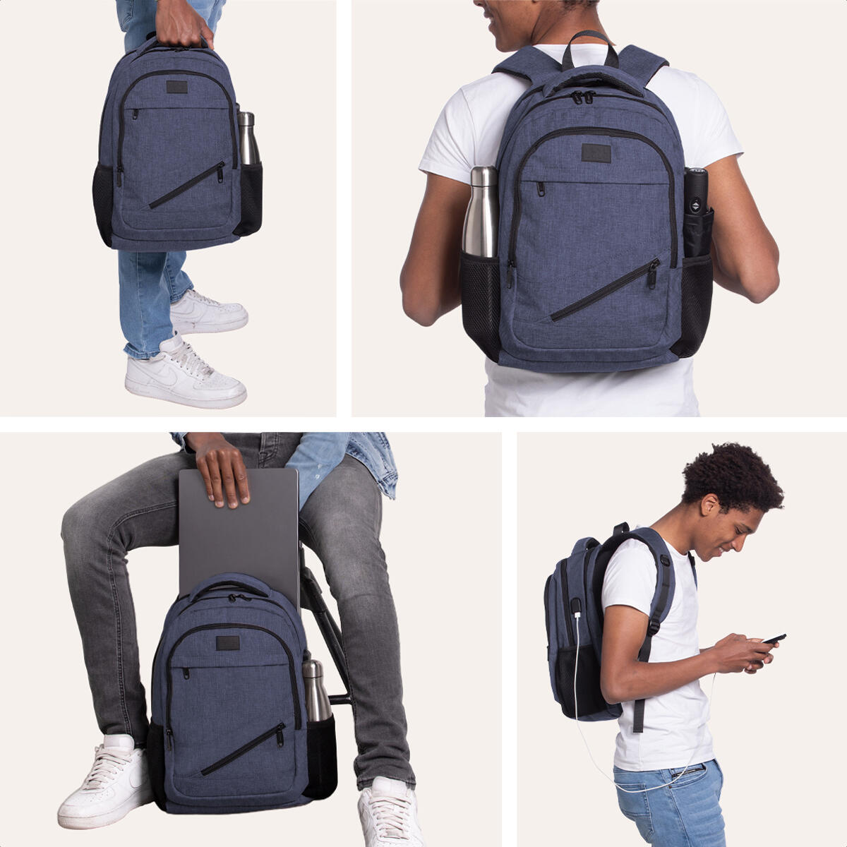 Rugzak met laptopvak - spatwaterdicht - Blauw 2/6