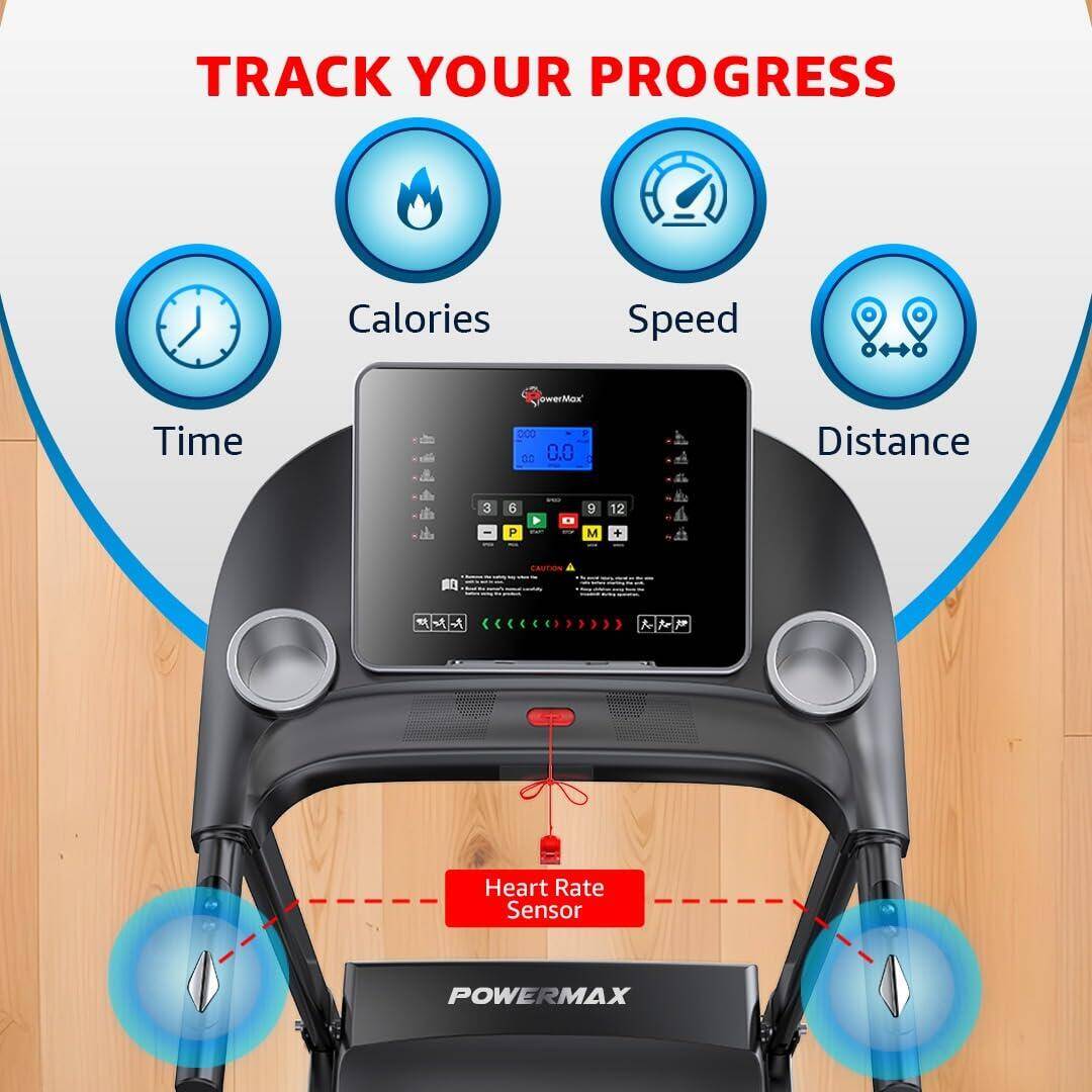 TDM-96 Foldable Treadmill for Home Use, 4HP Peak Motor, Speed 12/kmph, Max User Wt.110kg, Bluetooth & App, By PowerMax Fitness -  4