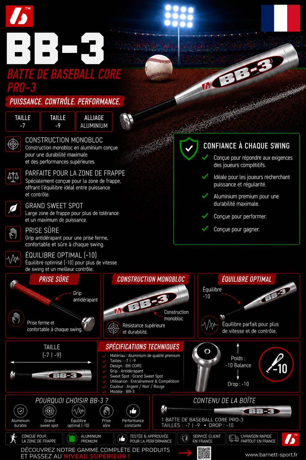 Kij baseballowy BB CORE BB-3 32" Pro 6/7