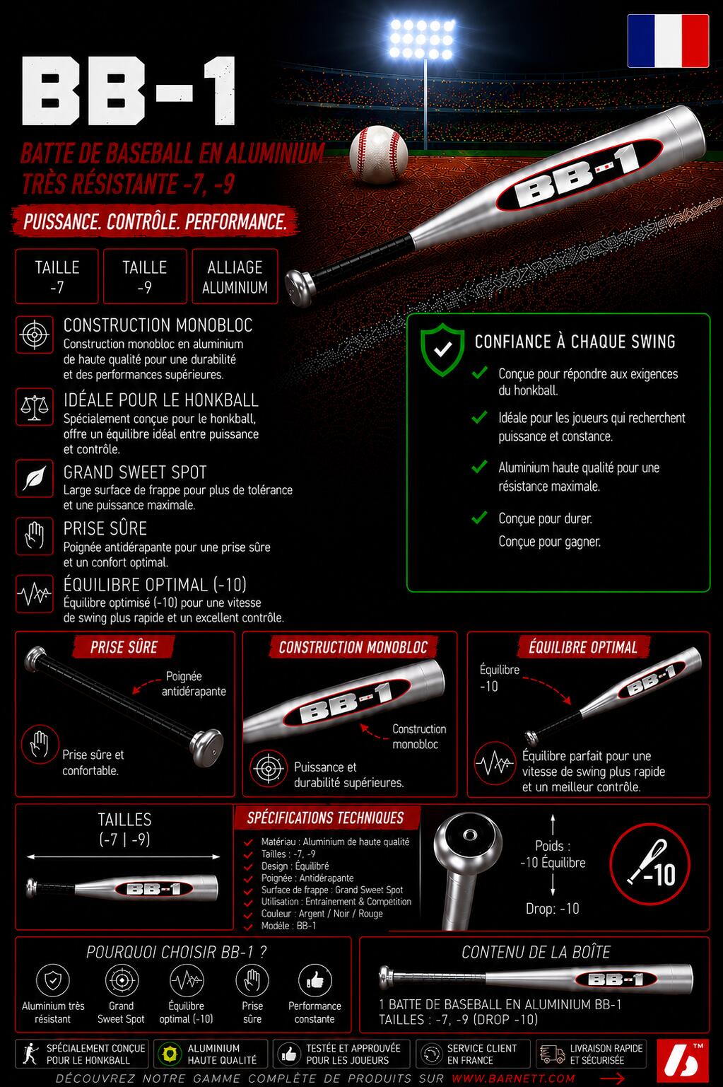BB-1 28" hliníková baseballová pálka 6/7