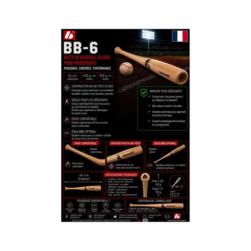  Baseballütő, barna BB-6 32"