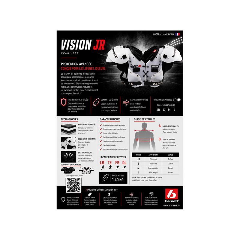 VISION JR Junior/cadet pentru umăr pentru fotbal american