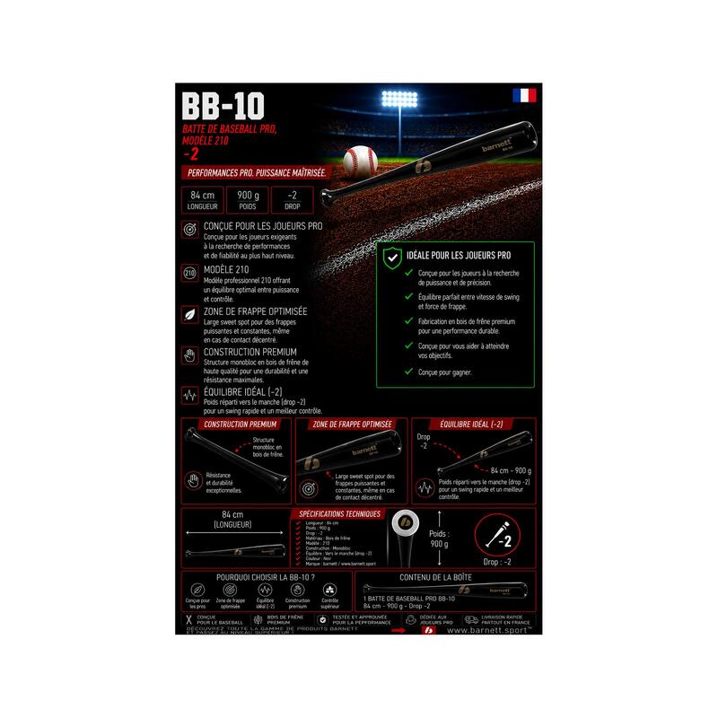  Bâtă de baseball profesională, model 210-4 BB-10 32"
