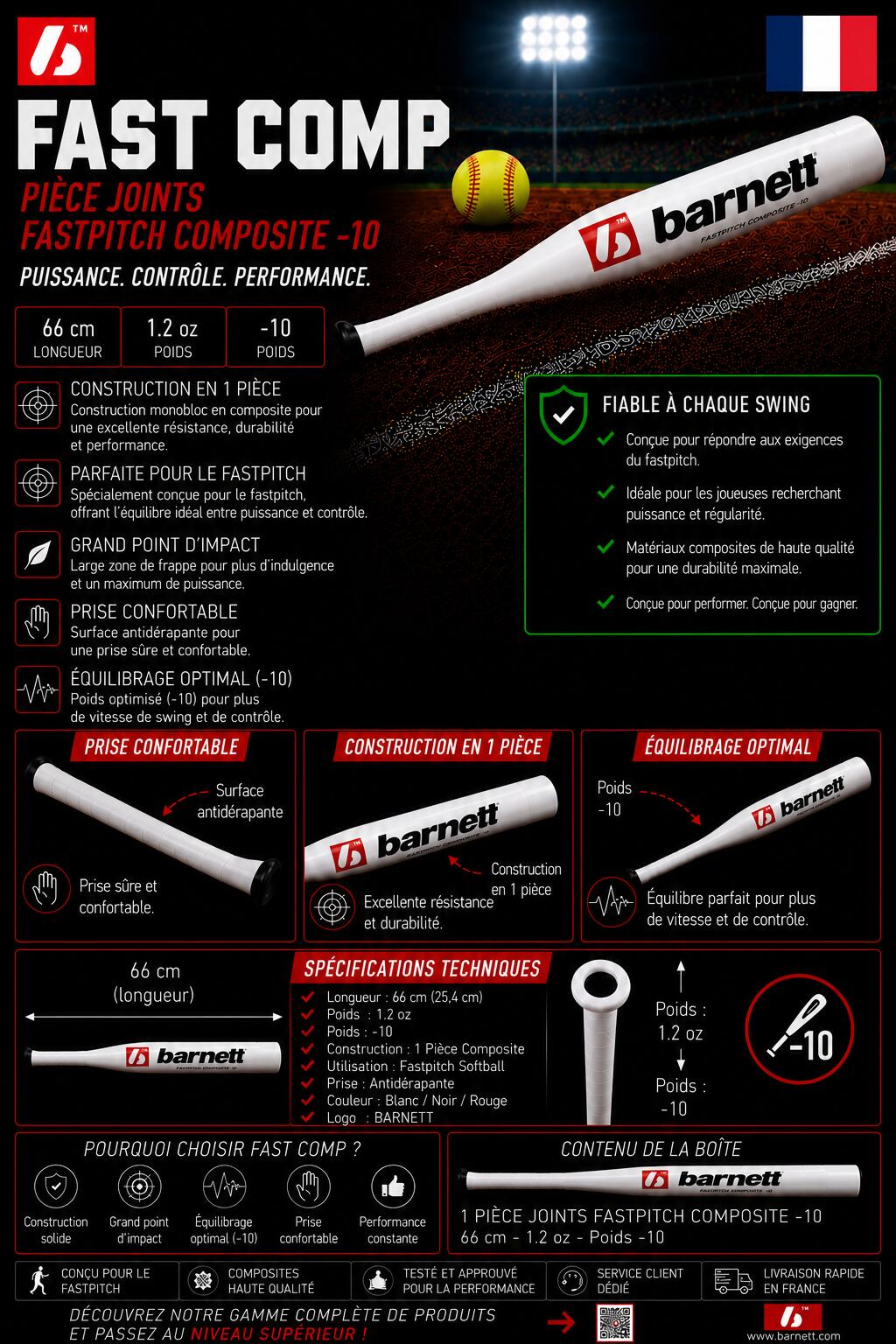 SOFTBALL FASTPITCH COMPOSITE SCHLÄGER -10 FAST COMP 34" 7/7