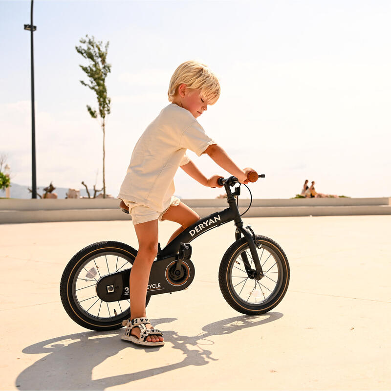 Bicicletă pentru copii 3-în-1 de 14 inch - Bicicletă de echilibru - Negru
