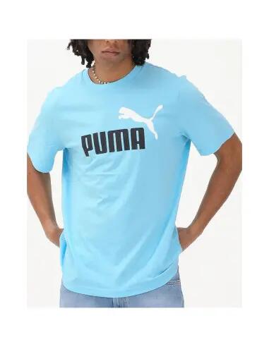 Puma T-Shirt Uomo Essentials 2 Colour N.1 Logo Fresh Water Cotone Azzurro S 3/5