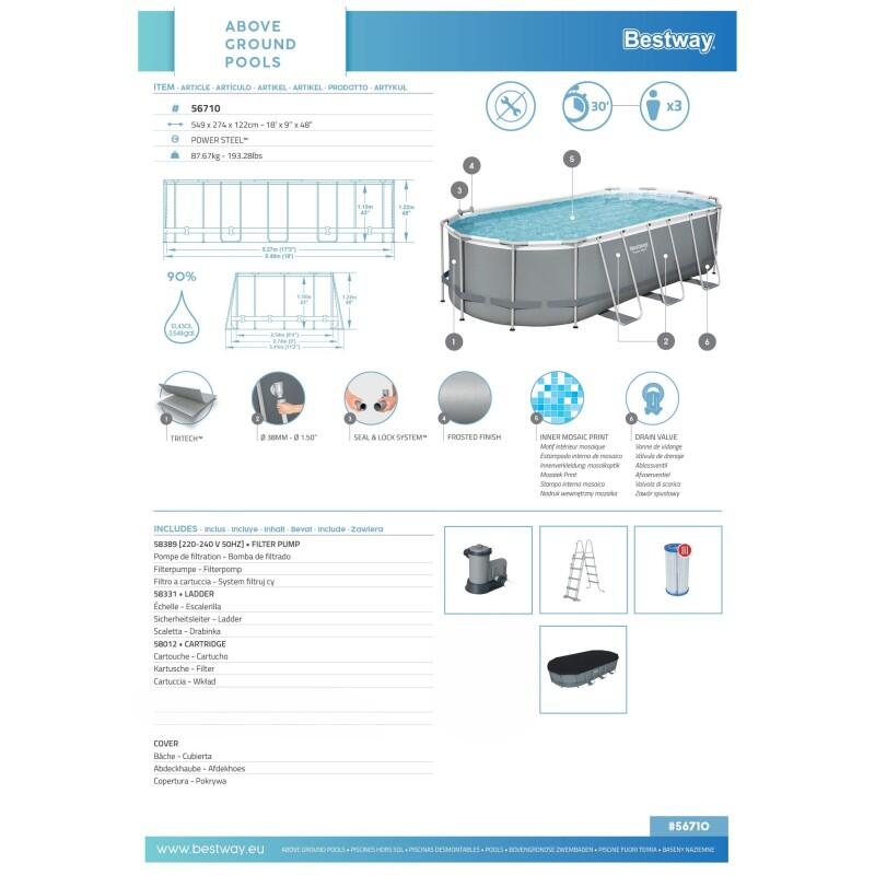 Piscine Bestway Power Steel Frame 549x274x122cm 5/10