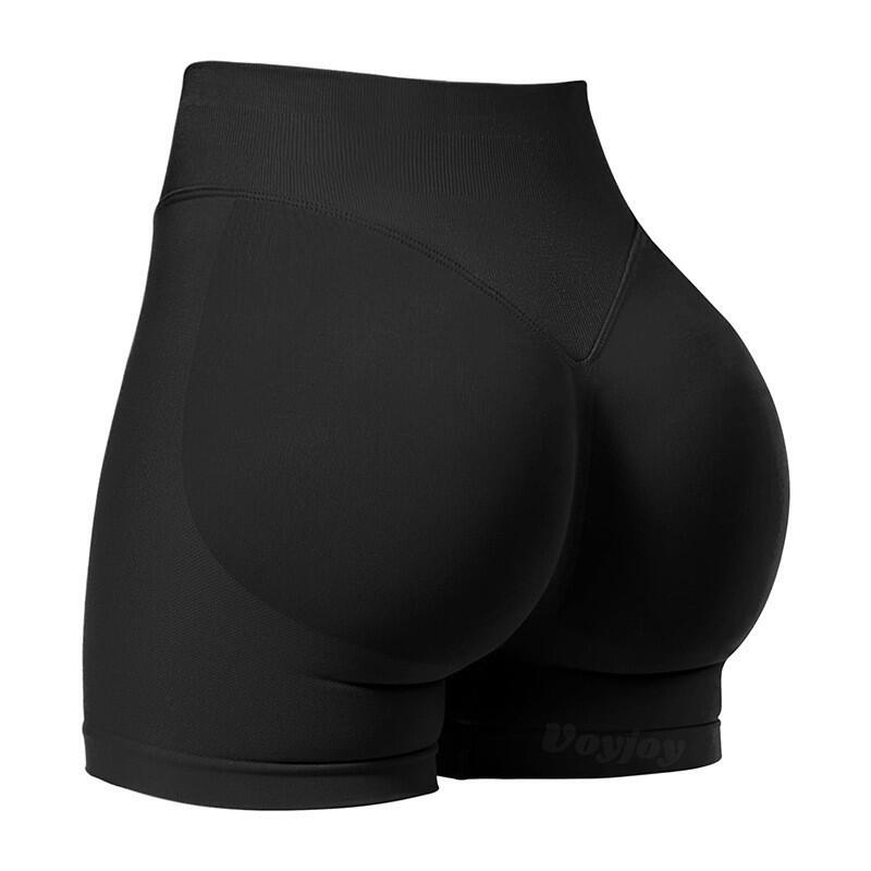 High-Elastic Hip Yoga Shorts - Seamless Mid-Intensity Pilates Workout Shorts