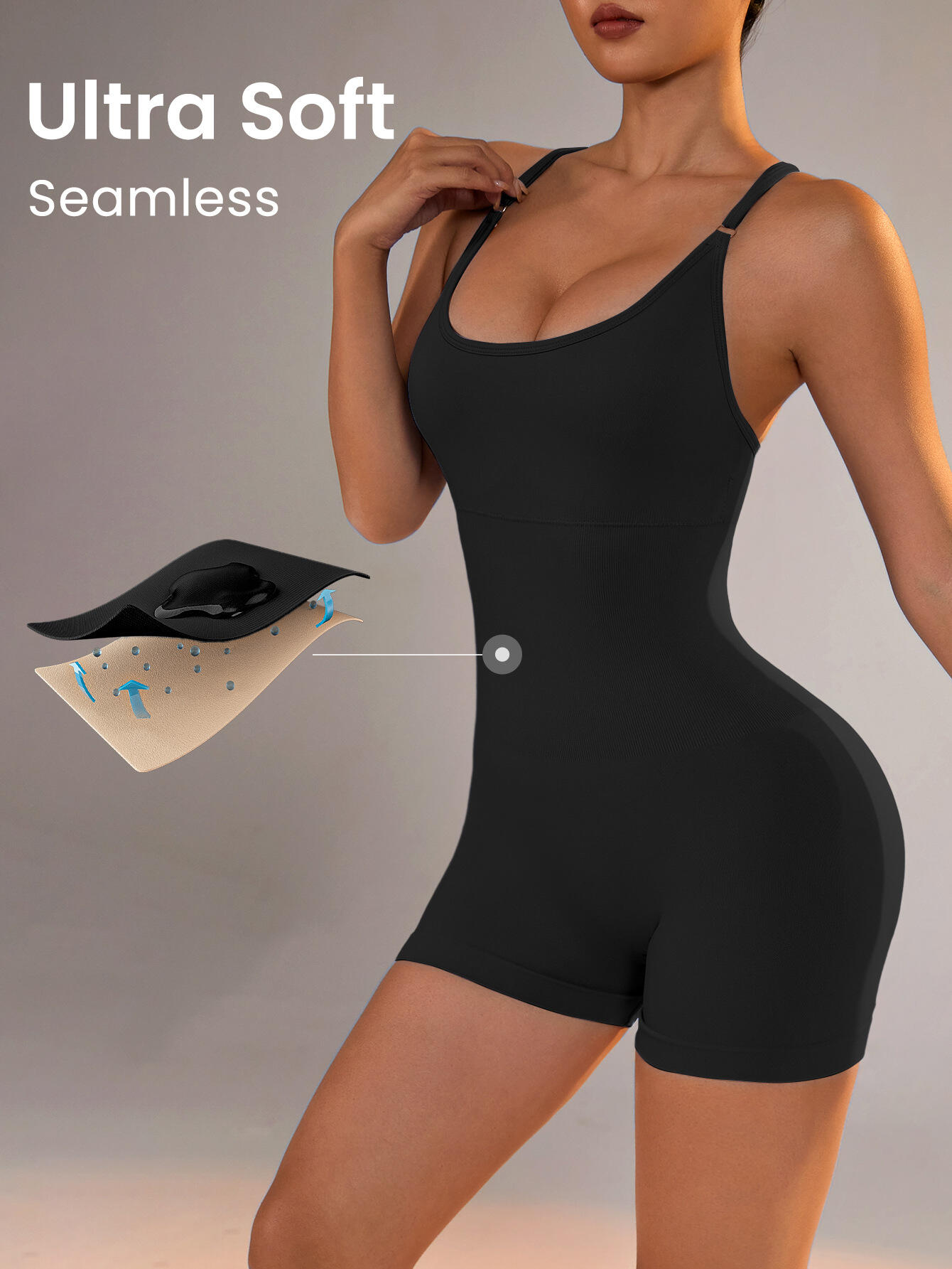 Nylon Seamless Yoga Bodysuit - Women's Athletic Romper, Crisscross Back